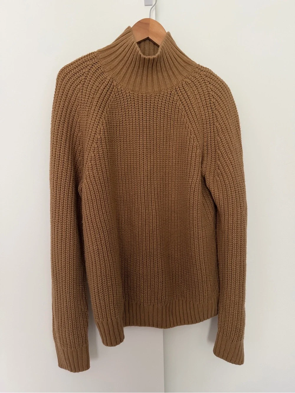 H&M Chunky Knit Turtleneck Sweater Oversized Camel Brown Tan Size XL